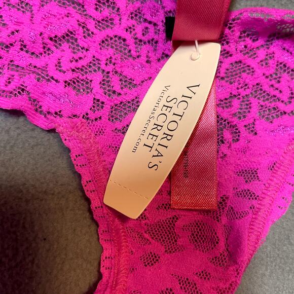 Victoria's Secret 2012 The Lacie Thong Panty Pink Sequin Ooh LaLa Lace Waist - Picture 8 of 11